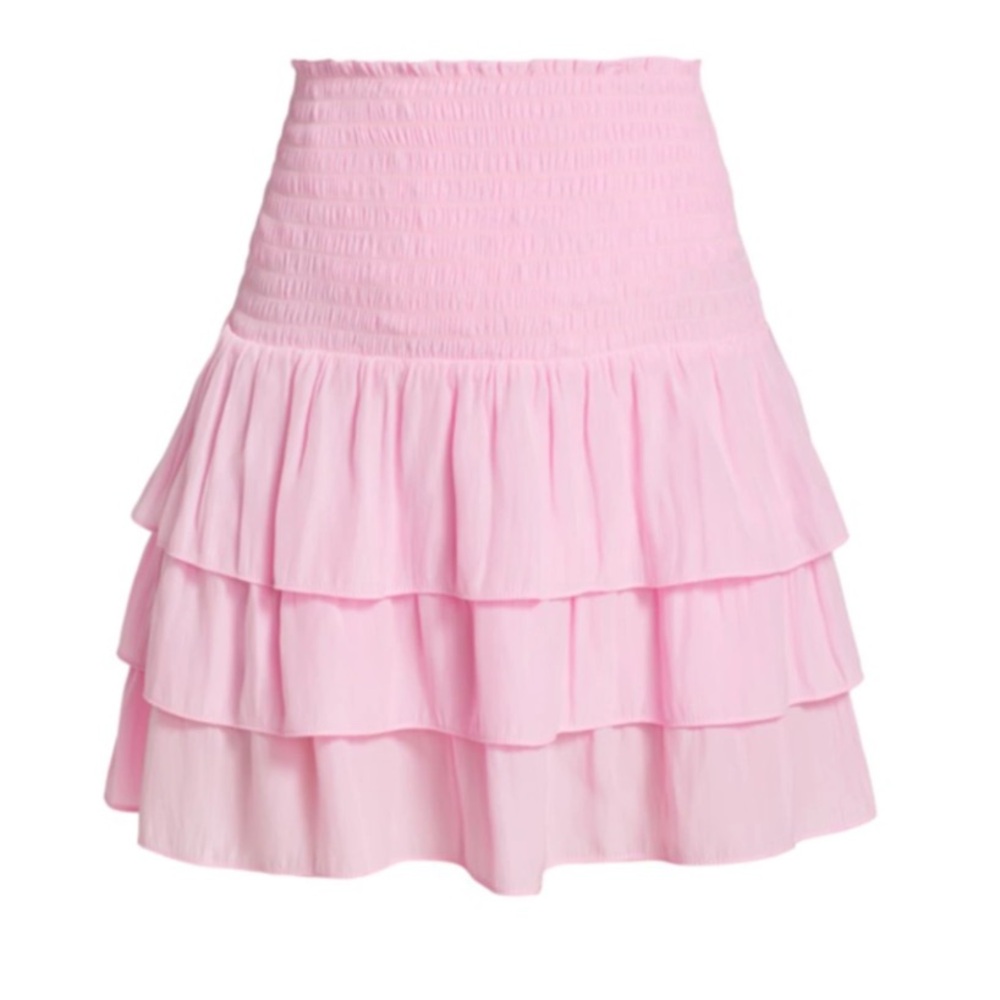 Ramy Brook Allison Tiered Ruffle Miniskirt in Pink Opal